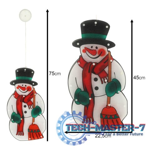 Lampki LED wisząca dekoracja okna świąteczna bałwan XXL 45cm Lampki LED wisząca dekoracja okna świąteczna bałwan XXL 45cm