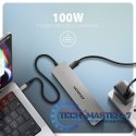 HMC-7HX2 Wieloportovy hub USB 7in1, 5Gbps, 2x USB-A, 1x USB-C, 2x HDMI 4K/60Hz, GLAN, PD 100W, 15cm USB-C kabel