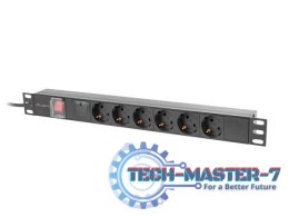 Listwa zasilająca rack PDU 19 cali 1U 16A 6x230V schuko 2m czarna