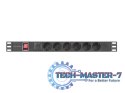 Listwa zasilająca rack PDU 19 cali 1U 16A 6x230V schuko 2m czarna