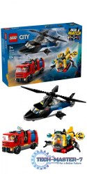 Klocki City 60462 Zestaw z helikopterem, wozem strażackim i łodzią