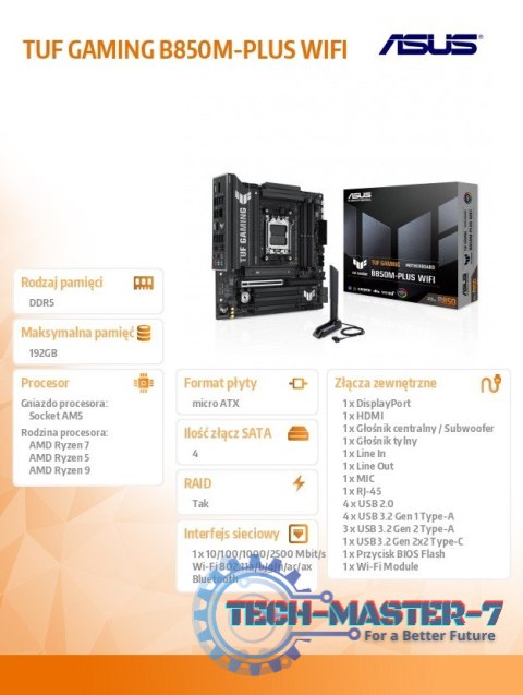 Płyta główna TUF GAMING B850M-PLUS WIFI Płyta główna TUF GAMING B850M-PLUS WIFI