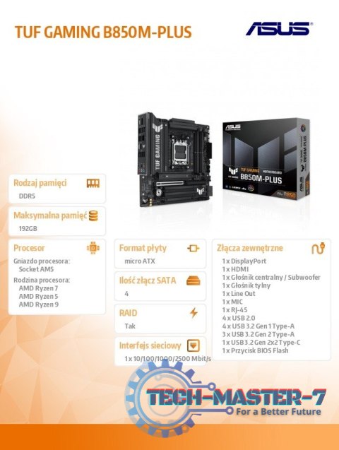 Płyta głowna TUF GAMING B850M-PLUS Płyta głowna TUF GAMING B850M-PLUS