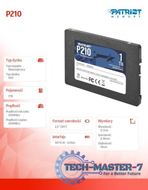 Dysk SSD 1TB P210 520/430 MB /s SATA III 2.5 Dysk SSD 1TB P210 520/430 MB /s SATA III 2.5