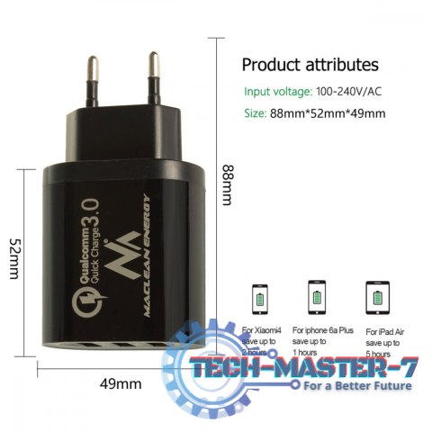 Ładowarka sieciowa QC 3xUSB MCE479B Ładowarka sieciowa QC 3xUSB MCE479B