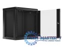 Szafa instalacyjna wisząca 19 12U 600X450mm czarna (drzwi szklane)