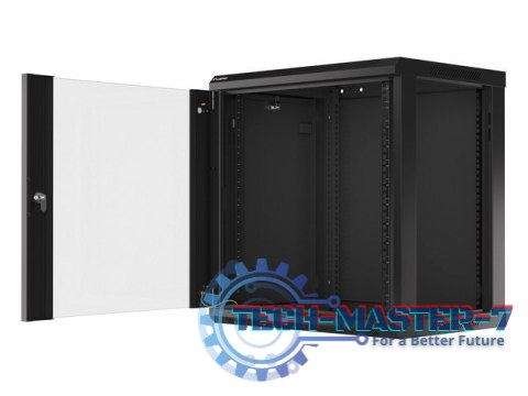 Szafa instalacyjna wisząca 19 12U 600X450mm czarna (drzwi szklane) Szafa instalacyjna wisząca 19 12U 600X450mm czarna (drzwi szklane)