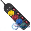 Listwa zasilająca z wyłącznikami 4 gniazda + 2xUSB przedłużacz MCE229B Czarna