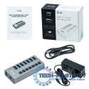 Hub USB 3.0 z ładowaniem, 7 portów, 36W