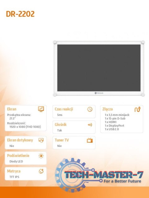 Monitor 21.5 cala DR-2202 VGA DVI-D HDMI Monitor 21.5 cala DR-2202 VGA DVI-D HDMI