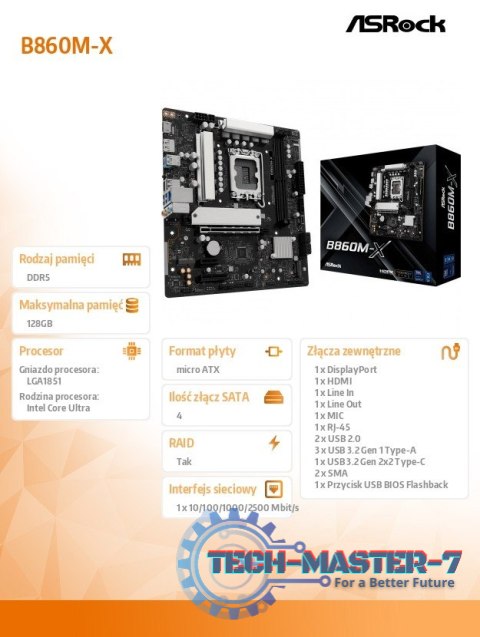 Płyta główna B860M-X s1851 4DDR5 mATX Płyta główna B860M-X s1851 4DDR5 mATX