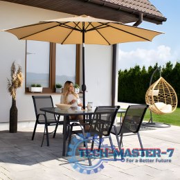 Stół ogrodowy szklany 120x70 cm na taras ogród szkło hartowane otwór na parasol MultiGarden MULTI GARDEN