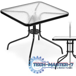 Stolik ogrodowy 80x80 cm na taras ogród balkon szkło hartowane otwór na parasol MultiGarden MULTI GARDEN