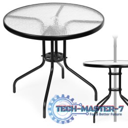 Stolik ogrodowy okrągły 80 cm na taras ogród balkon szkło hartowane otwór na parasol MultiGarden MULTI GARDEN