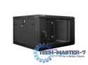Szafa instalacyjna wisząca 19'' 6U 600X600mm czarna (drzwi szklane)