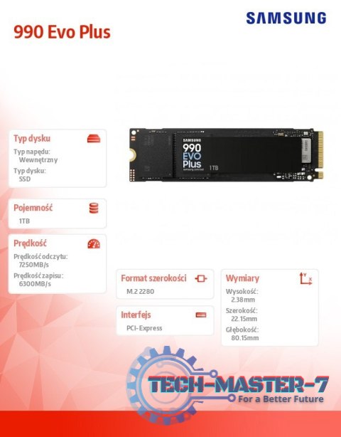 Dysk SSD 990Evo Plus NVMe MZ-V9S1T0BW Dysk SSD 990Evo Plus NVMe MZ-V9S1T0BW