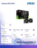 Karta graficzna GeForce RTX 4070 VENTUS 2X E1 12G OC GDDR6 192bit 3DP