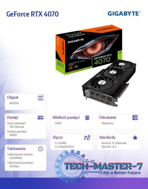 Karta graficzna GeForce RTX 4070 WINDFORCE OC V2 12GB GDDR6 192bit Karta graficzna GeForce RTX 4070 WINDFORCE OC V2 12GB GDDR6 192bit