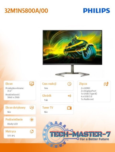 Monitor 32M1N5800A 31.5 cala IPS 4K 144Hz HDMIx2 DPx2 Pivot Głośniki Monitor 32M1N5800A 31.5 cala IPS 4K 144Hz HDMIx2 DPx2 Pivot Głośniki