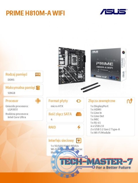 Płyta główna PRIME H810M-A WIFI s1851 XDDR5 USBC mATX Płyta główna PRIME H810M-A WIFI s1851 XDDR5 USBC mATX