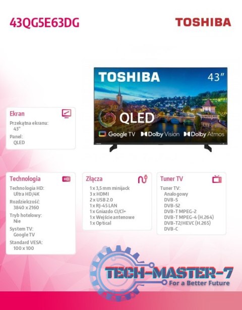 Telewizor QLED 43 cale 43QG5E63DG Telewizor QLED 43 cale 43QG5E63DG