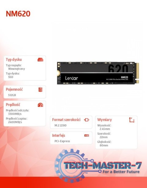 Dysk SSD NM620 512GB NVMe M.2 2280 3300/2400MB/s Dysk SSD NM620 512GB NVMe M.2 2280 3300/2400MB/s