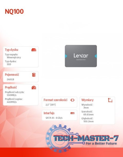 Dysk SSD NQ100 240GB SATA3 2.5 550/445MB/s Dysk SSD NQ100 240GB SATA3 2.5 550/445MB/s