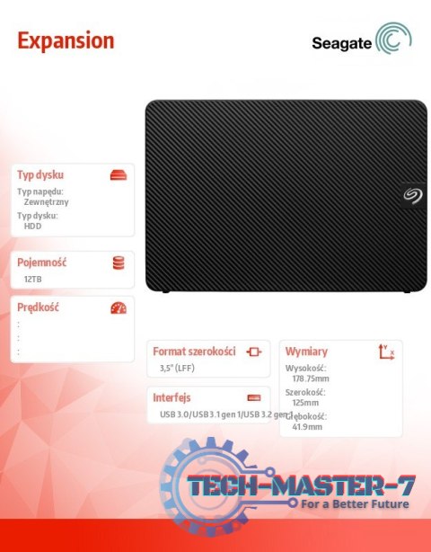 Dysk zewnętrzny Expansion 12TB 3,5 STKP12000400 czarny Dysk zewnętrzny Expansion 12TB 3,5 STKP12000400 czarny