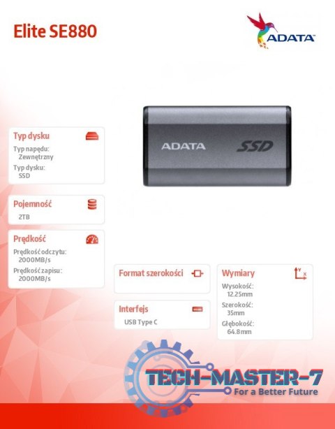 Dysk zewnętrzny SSD SE880 2TB USB3.2A/C Gen2x2 Dysk zewnętrzny SSD SE880 2TB USB3.2A/C Gen2x2