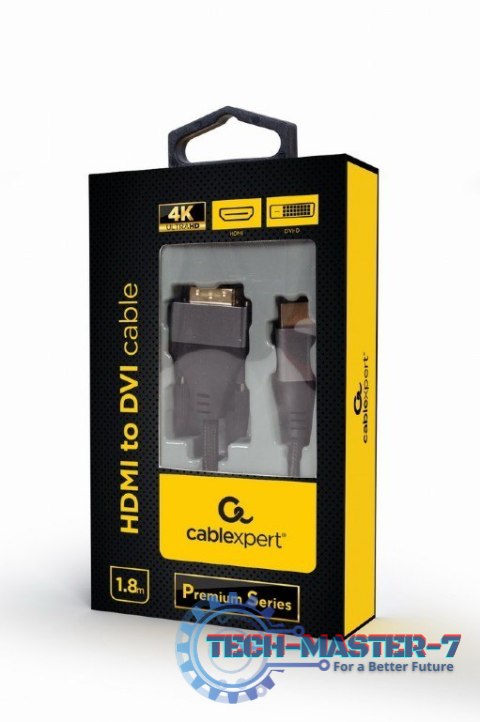 Kabel HDMI do DVI w oplocie 1.8m pozłacane końcówki Kabel HDMI do DVI w oplocie 1.8m pozłacane końcówki