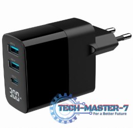 Ładowarka GaN 2xA 1xC LCD 30W PD QC3.0 czarna