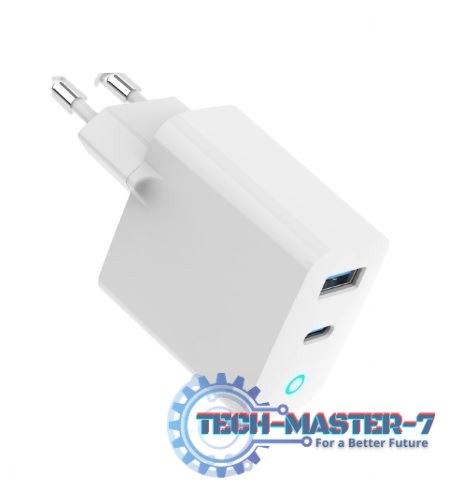 Ładowarka USB-A/C GaN LED 65W PD QC3.0 biała Ładowarka USB-A/C GaN LED 65W PD QC3.0 biała
