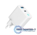 Ładowarka USB-A/C GaN LED 65W PD QC3.0 biała