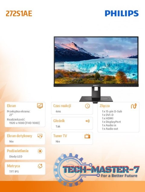 Monitor 272S1AE 27 cali IPS DVI HDMI DP Pivot Monitor 272S1AE 27 cali IPS DVI HDMI DP Pivot