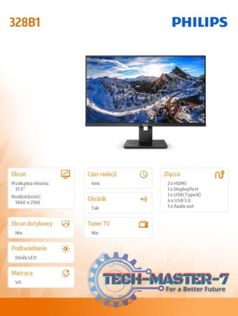 Monitor 328B1 31.5 cala VA 4K HDMIx2 DP Pivot Monitor 328B1 31.5 cala VA 4K HDMIx2 DP Pivot