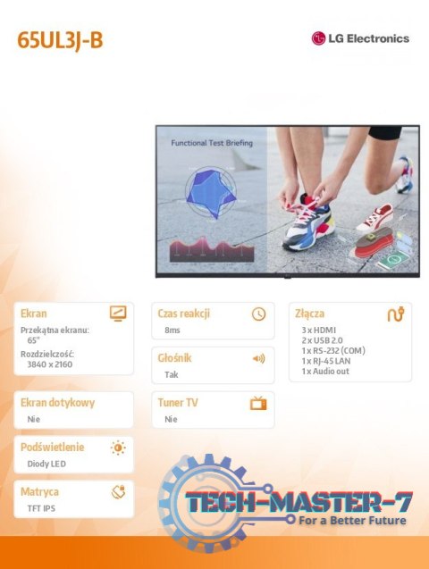 Monitor wielkoformatowy 65 cali 65UL3J 400cd/m2 UHD IPS 16/7 Monitor wielkoformatowy 65 cali 65UL3J 400cd/m2 UHD IPS 16/7