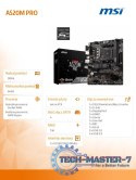 Płyta główna A520M PRO AM4 2DDR4 DP/VGA/HDMI USB 3.2 mATX