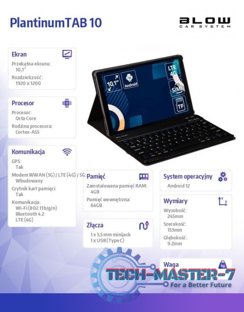 Tablet PlantinumTAB 10 4G V22 + Etui Tablet PlantinumTAB 10 4G V22 + Etui