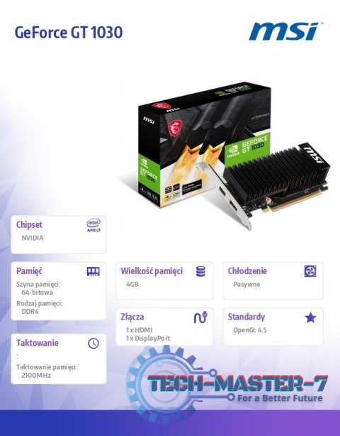 Karta graficzna GeForce GT 1030 4GHD4 LP OC 4GD DR4 64BIT DP/HDMI Karta graficzna GeForce GT 1030 4GHD4 LP OC 4GD DR4 64BIT DP/HDMI