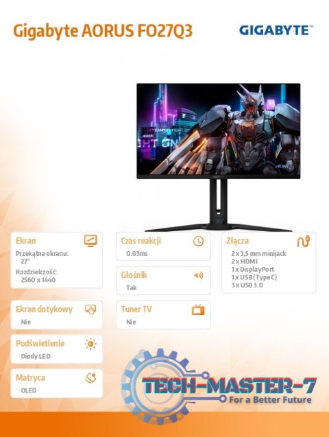Monitor 27 cali FO27Q3 OLED 0,03/USB-C/HDMI/DP Monitor 27 cali FO27Q3 OLED 0,03/USB-C/HDMI/DP
