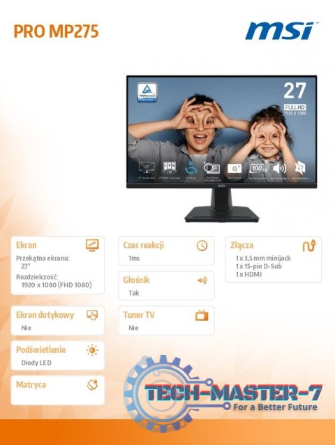 Monitor PRO MP275 27 cali /LED/FHD/Flat/100Hz/Black Monitor PRO MP275 27 cali /LED/FHD/Flat/100Hz/Black