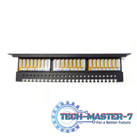 Patch panel 19" 24 porty, kat.6, U/UTP, 1U, wspornik kablowy, czarny (kompletny) Patch panel 19" 24 porty, kat.6, U/UTP, 1U, wspornik kablowy, czarny (kompletny)