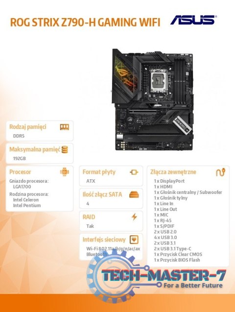 Płyta główna ROG STRIX Z790-H GAMING WIFI 4DDR5 HDMI ATX Płyta główna ROG STRIX Z790-H GAMING WIFI 4DDR5 HDMI ATX