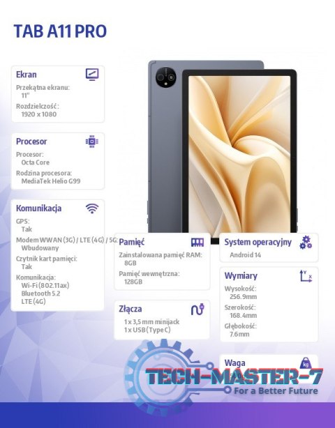 Tablet A11 Pro 4G 11" 8/128GB szary Tablet A11 Pro 4G 11" 8/128GB szary