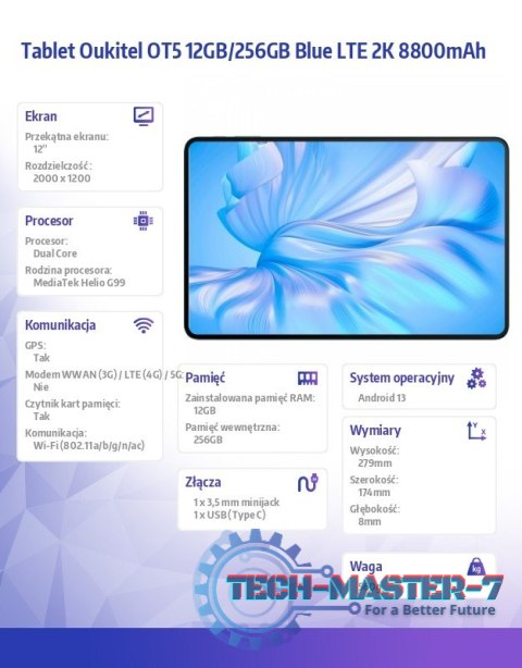 Tablet OT5 12/256GB 11000 mAh 12 cali niebieski Tablet OT5 12/256GB 11000 mAh 12 cali niebieski