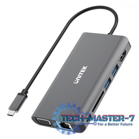 HUB 8-w-1 USB-C 3.1; HDMI; VGA; RJ45; SD; PD 100W; D1019B