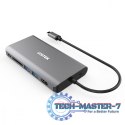 HUB 8-w-1 USB-C 3.1; HDMI; VGA; RJ45; SD; PD 100W; D1019B