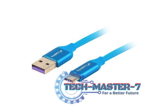 Kabel Premium USB CM - AM 2.0 1m niebieski 5A, pełna miedź Kabel Premium USB CM - AM 2.0 1m niebieski 5A, pełna miedź