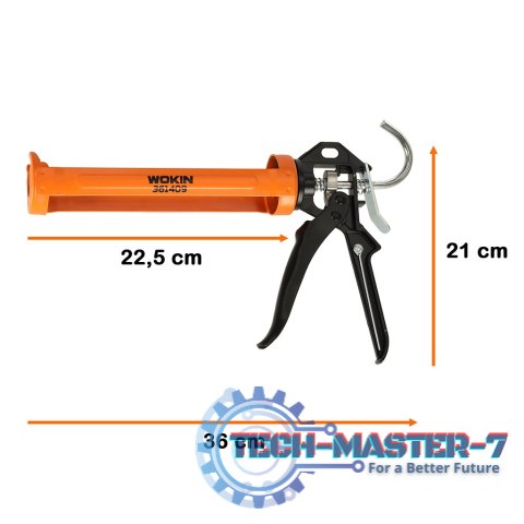 Pistolet wyciskacz do silikonu akrylu kleju kartuszy mas obrotowy korpus 360 255mm WOKIN Pistolet wyciskacz do silikonu akrylu kleju kartuszy mas obrotowy korpus 360 255mm WOKIN