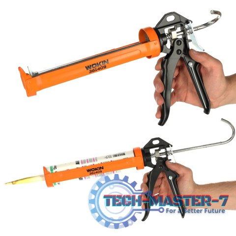 Pistolet wyciskacz do silikonu akrylu kleju kartuszy mas obrotowy korpus 360 255mm WOKIN Pistolet wyciskacz do silikonu akrylu kleju kartuszy mas obrotowy korpus 360 255mm WOKIN